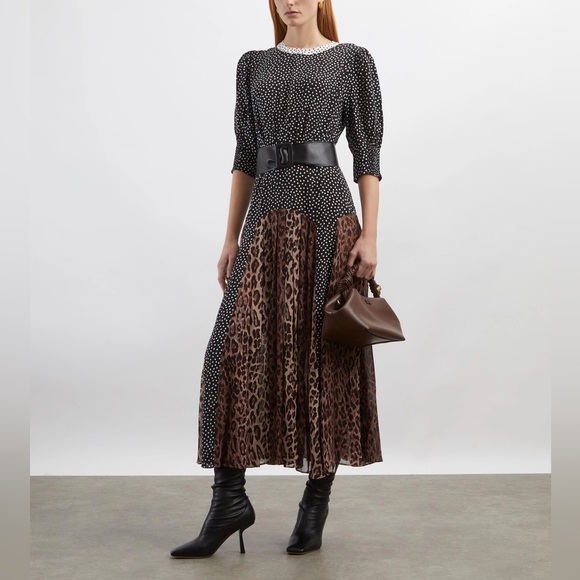 knee length dresses for ladies Layered Halterneck Bodycon Midi Dress in Leopard Print - 6 / Regular
